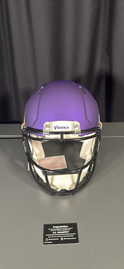 J.J. McCarthy Minnesota Vikings Signed Full Size Helmets