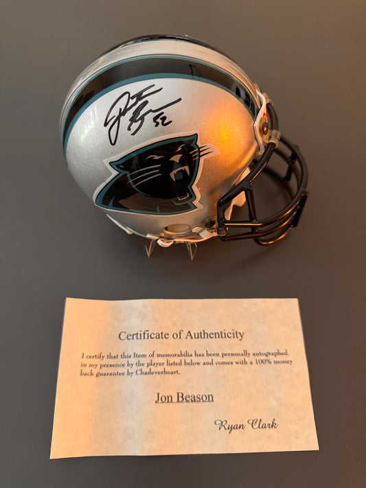 Jon Beason Carolina Panthers Signed Mini Helmet