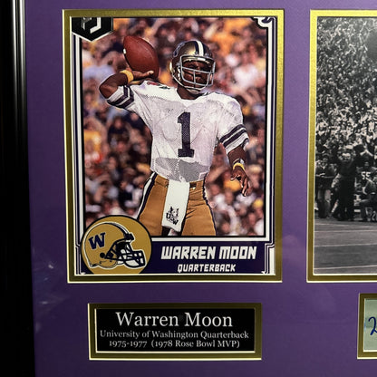 Warren Moon Signed Plaque University of Washington/Houston Oilers Signed Photo