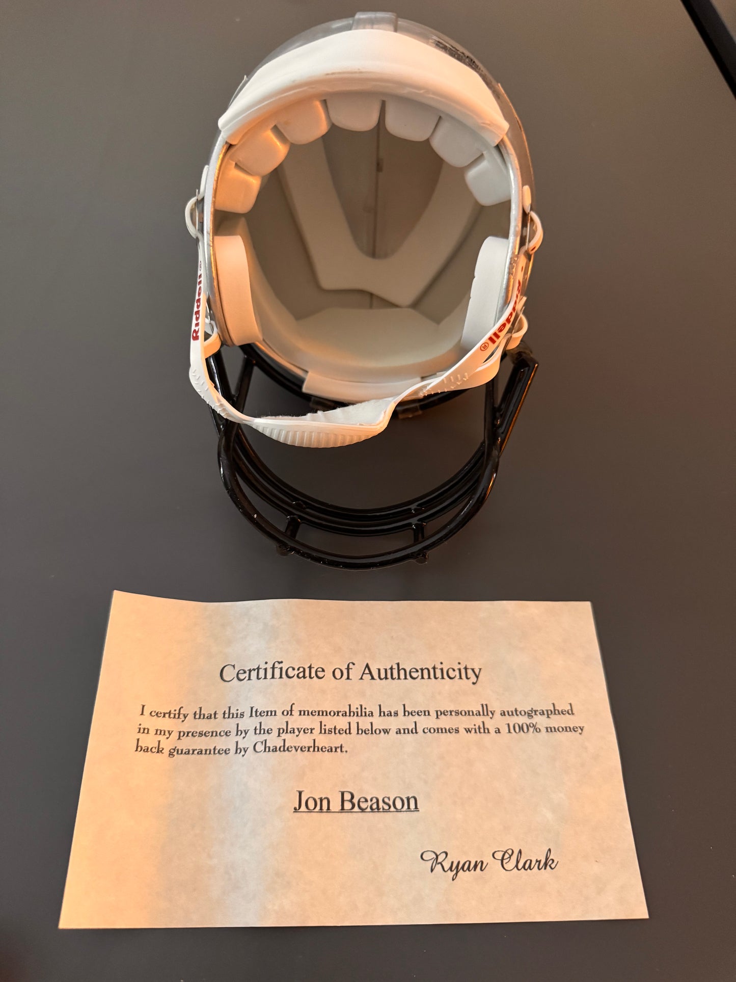 Jon Beason Carolina Panthers Signed Mini Helmet