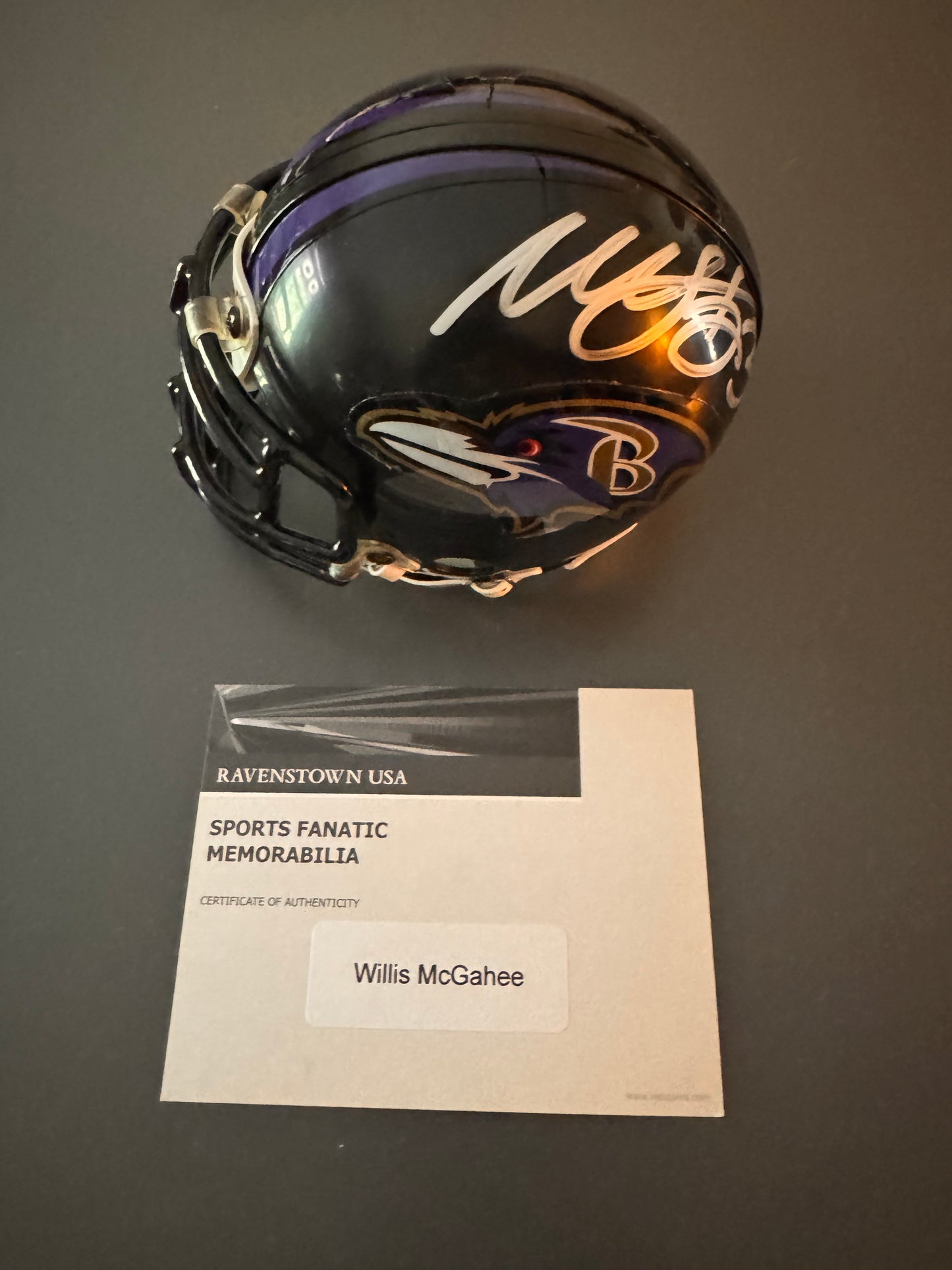 Willis McGahee Baltimore Ravens Signed Mini Helmet