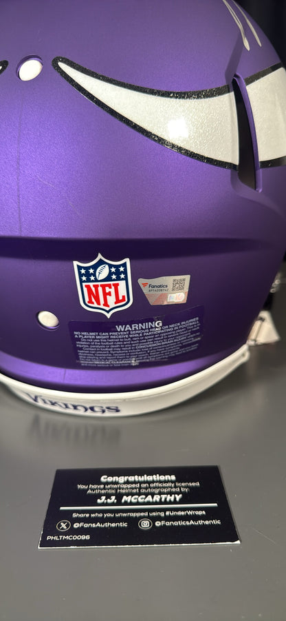 J.J. McCarthy Minnesota Vikings Signed Full Size Helmets