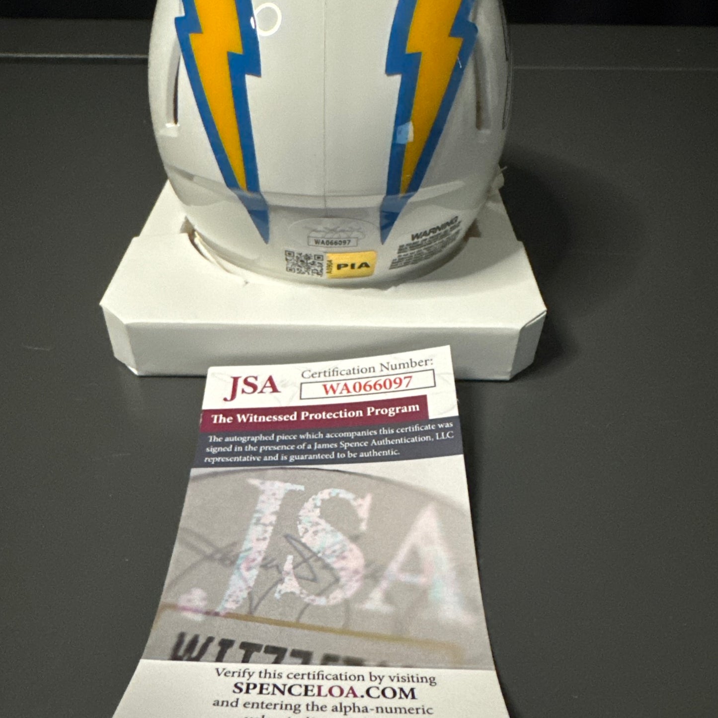 JC Jackson Los Angeles Chargers Signed Mini Helmet