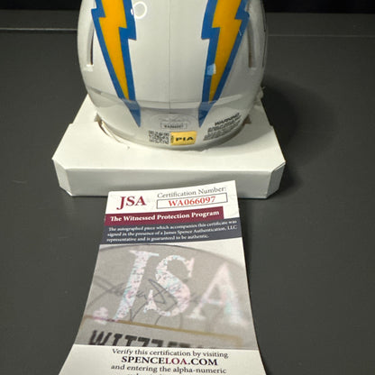 JC Jackson Los Angeles Chargers Signed Mini Helmet
