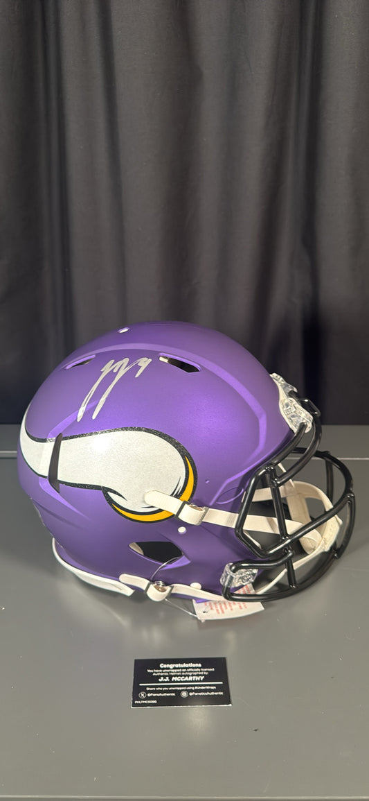 J.J. McCarthy Minnesota Vikings Signed Full Size Helmets